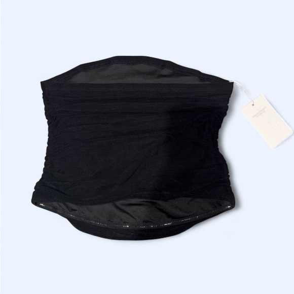 REORIA Women’s Sheer Black Tube Double Lined Y2K Crop Top Strapless - Size Med - Picture 6 of 11